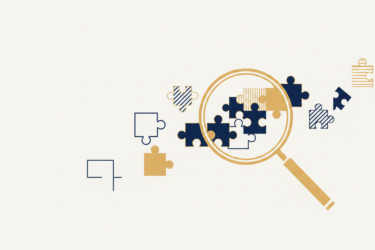 Hero — loupe et puzzle alignés à droite